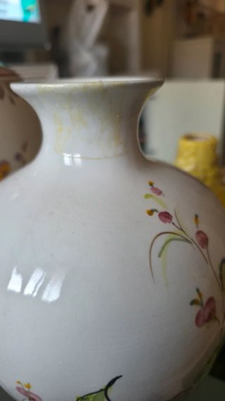 Jarrón Blanco Floral Artesanal