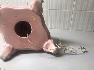 Pie de lámpara vintage Manises rosa