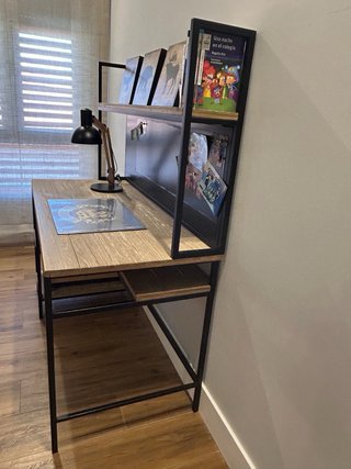 Mesa estudio madera y acero negro
