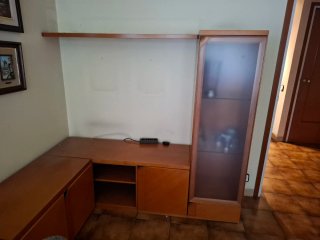 Mueble de salón modular madera y cristal