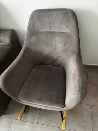 Sillón mecedora terciopelo gris