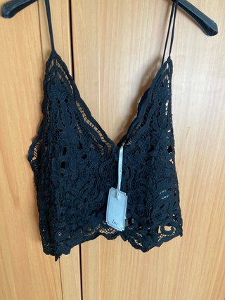 Top encaje negro talla única