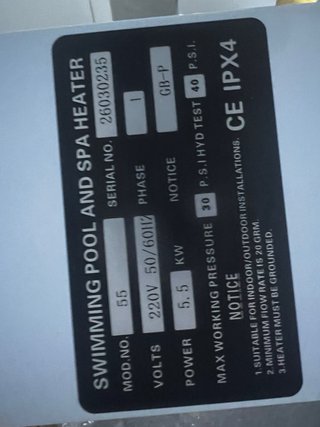 Calentador eléctrico agua 5.5kW piscina