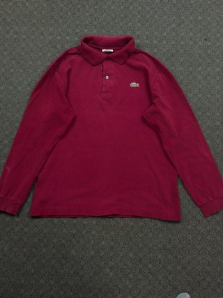 Polo Lacoste Manga Larga Rojo Oscuro Hombre