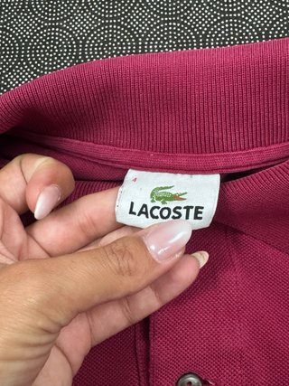 Polo Lacoste Manga Larga Rojo Oscuro Hombre