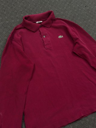 Polo Lacoste Manga Larga Rojo Oscuro Hombre