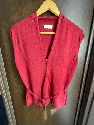 Top 100% lino eseOese rojo oscuro
