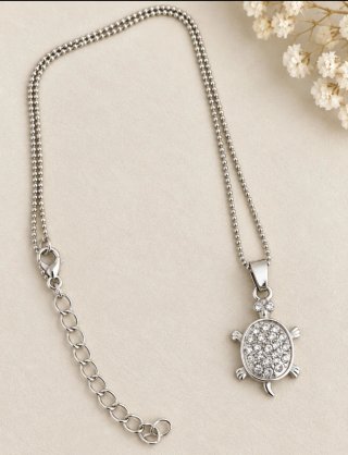 Collar tortuga brillante plata
