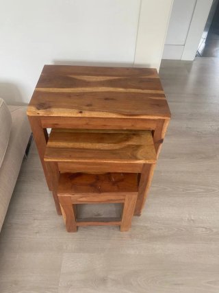 Mesas auxiliares de madera maciza (set 3)