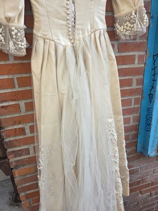 Vestido Novia Vintage Alta Costura Beige