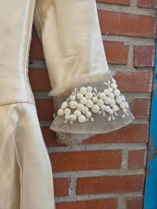 Vestido Novia Vintage Alta Costura Beige