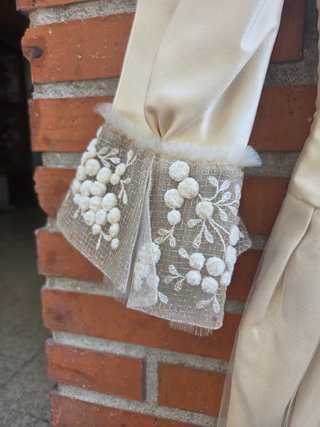 Vestido Novia Vintage Alta Costura Beige