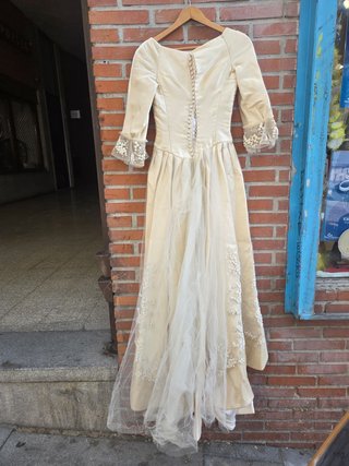 Vestido Novia Vintage Alta Costura Beige