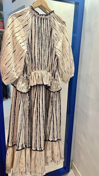 Vestido largo boho blanco y negro