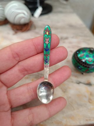 Caja salero indio plata y cloisonné