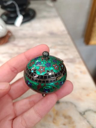 Caja salero indio plata y cloisonné