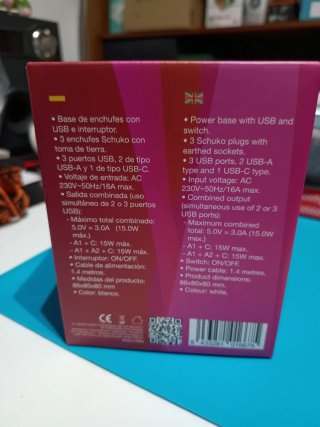 Base de enchufes USB con interruptor