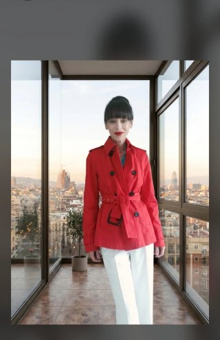 Gabardina corta tipo trench roja