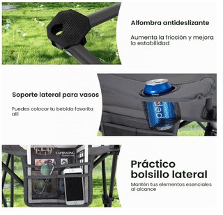 2 Sillas Plegables Camping Gris Naranja