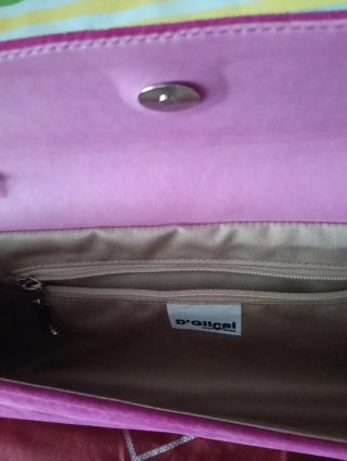 Cartera de piel de fiesta fucsia