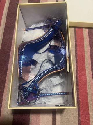 Sandalias Simmi London Azul Plata Espejo