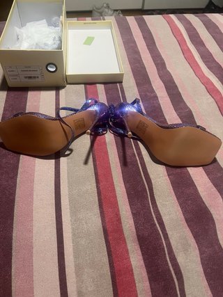 Sandalias Simmi London Azul Plata Espejo