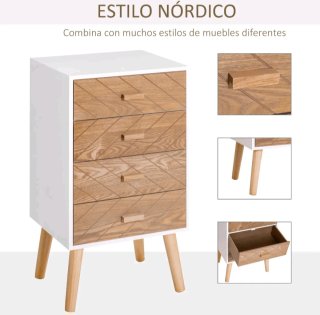 Cómoda o mesita con 4 cajones con patas elevadas