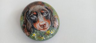 Hand-painted Dachshund Stone Art