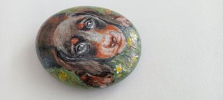 Hand-painted Dachshund Stone Art