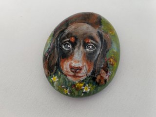 Hand-painted Dachshund Stone Art