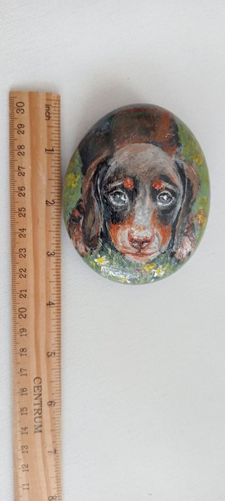 Hand-painted Dachshund Stone Art