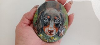 Hand-painted Dachshund Stone Art