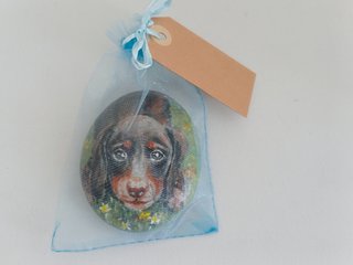 Hand-painted Dachshund Stone Art