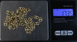 Cadena de oro de 18k. Peso: 17.39 gr.