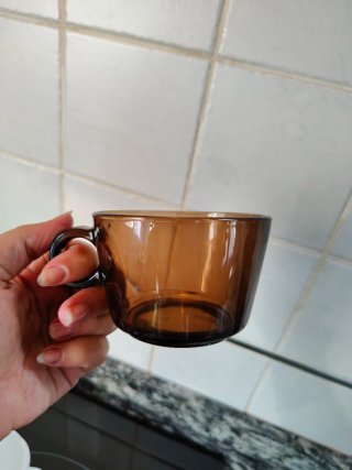 Conjunto Tazas Vintage Marrón Cristal