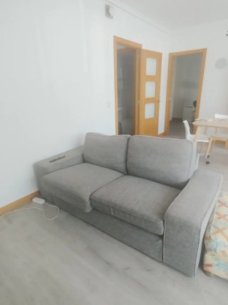 Sofá 2 plazas gris tejido
