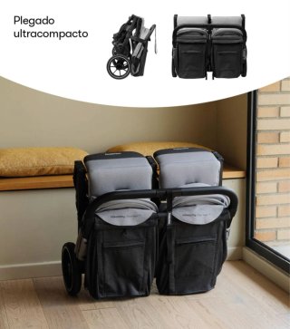 Silla de paseo gemelar gris