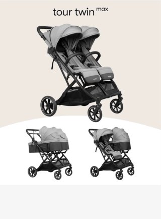 Silla de paseo gemelar gris