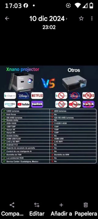 Mini proyector inteligente multicolor