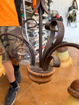 Lámpara colgante rústica madera y metal