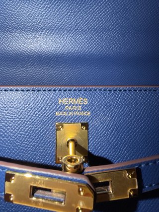 Bolso Azul y Dorado Estilo Hermes