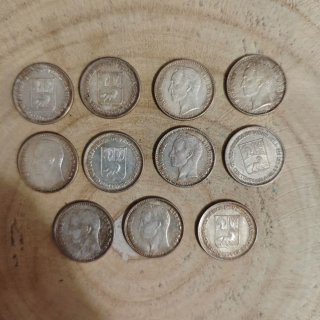 Lote 11 Monedas Plata Venezuela