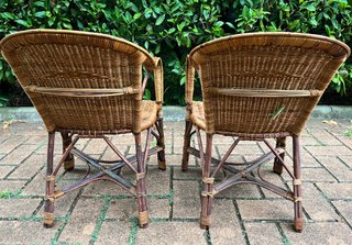 Coppia Poltrone Vimini Vintage