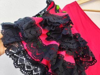 Traje Flamenca Vintage Rosa y Negro