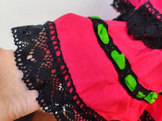 Traje Flamenca Vintage Rosa y Negro