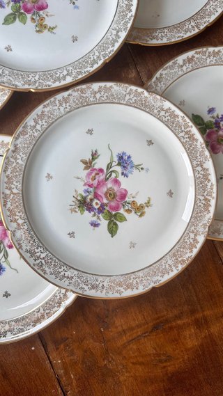 Platos de porcelana con borde dorado