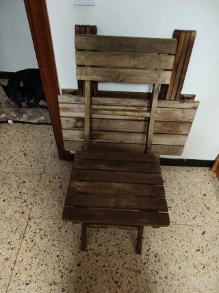 Mesa y Sillas Terraza Madera y Metal