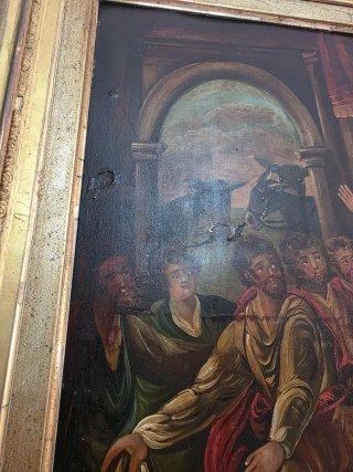 Óleo cobre S. XVIII José y sus hermanos