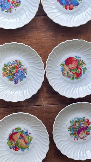 Bonito conjunto de 6 cuencos de porcelana Limoges