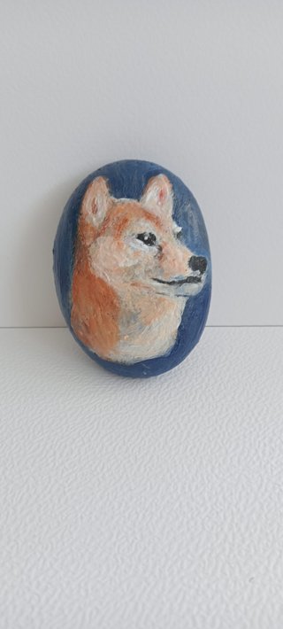 Hand-Painted Shiba Inu Stone Portrait